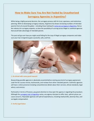 How to Make Sure You Are Not Fooled by Unauthorized Surrogacy Agencies in Argentina