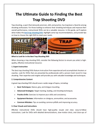 The Ultimate Guide to Finding the Best Trap Shooting DVD