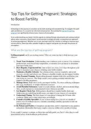 Top Tips for Getting Pregnant | Step Ahead to Parenthood