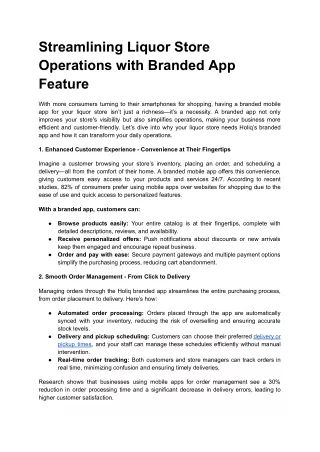 Streamlining Liquor Store Operations with Branded App Feature