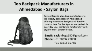 Top Backpack Manufacturers in Ahmedabad - Saylon Bags