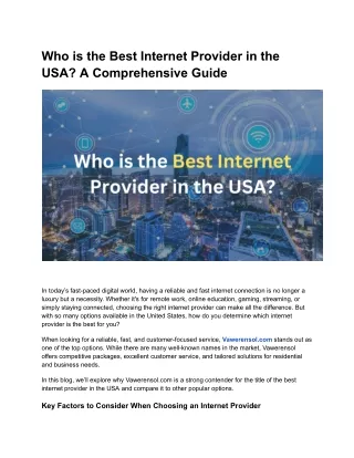 Who is the Best Internet Provider in the USA