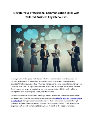 Elevate Your Professional Communication Skills with Tailored Business English Courses