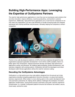 Unlock the Power of OutSystems with Certified Partners