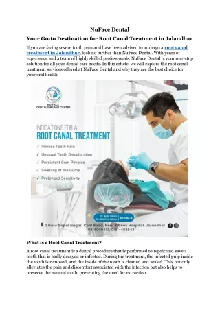 NuFace Dental Your Go to Destination for Root Canal Treatment in Jalandhar