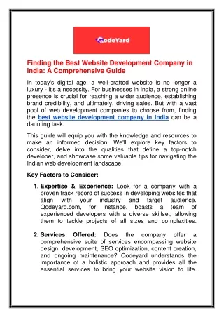 Finding the Best Website Development Company in India A Comprehensive Guide