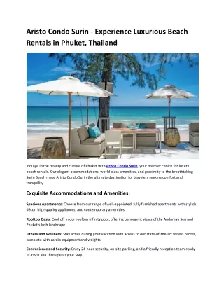 Top Beach Rentals in Phuket, Thailand | AristoCondoSurin