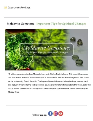 Moldavite Gemstone - Important Tips for Spiritual Changes