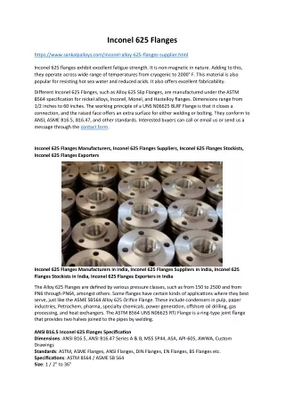 Inconel 625 Flanges Manufacturers