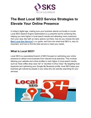 The Best Local SEO Service Strategies to Elevate Your Online Presence