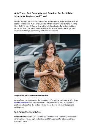 AutoTranz Best Corporate and Premium Car Rentals in Jakarta for Business and Travel