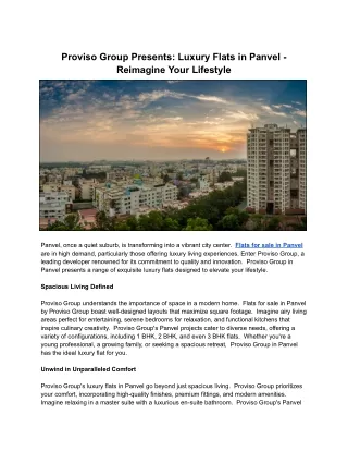 Proviso Group Presents_ Luxury Flats in Panvel - Reimagine Your Lifestyle