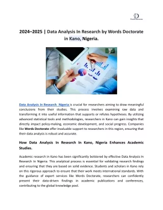 2024–2025 _ Data Analysis In Research by Words doctorate  In Kano, Nigeria