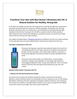 Revitalize with Blue Nector Rosemary Hair Oil