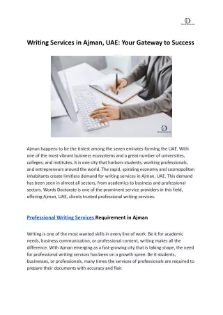Writing Services in Ajman, UAE_ Your Gateway to Success