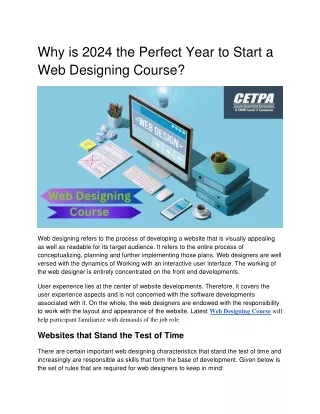 Why 2024 is the Perfect Year to Start a Web Designing Course