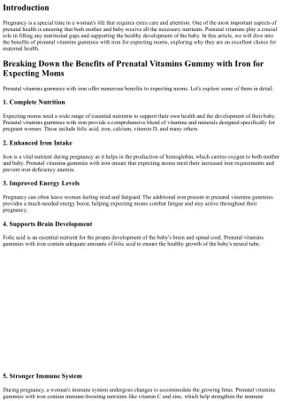 Breaking Down the Benefits of Prenatal Vitamins Gummy with Iron for Expecting Mo