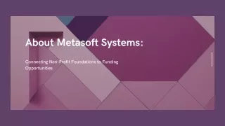 About Metasoft Systems:Connecting Non-Profit Foundations to Funding Opportunity