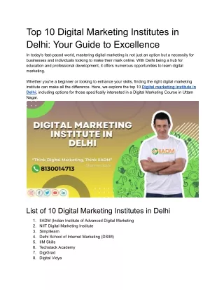 Digital Marketing Institute in Delhi: Your Guide to Excellence