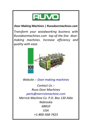 Door Making Machines  Ruvodoormachines.com