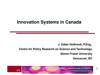 Innovation Systems in Canada