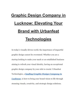 Graphic Design Company in Lucknow_ Elevating Your Brand with Urbanfeat Technologies