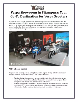 Dream Ride at the Vespa Showroom in Pitampura