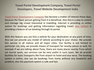 Travel Portal Development Company, Travel Portal Developers