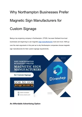 Why Northampton Businesses Prefer Magnetic Sign Manufacturers for Custom Signage