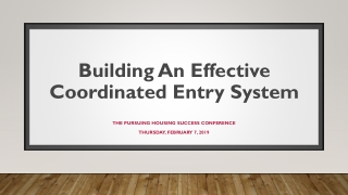 Building An Effective Coordinated Entry System