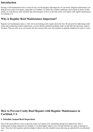 How to Prevent Costly Roof Repairs with Regular Maintenance in Carlsbad, CA