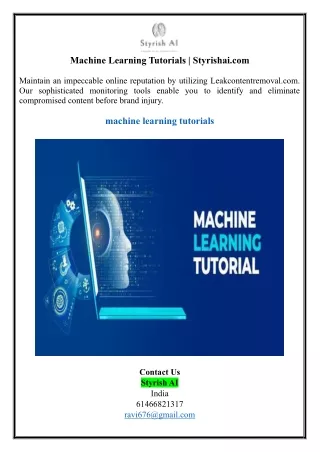 Machine Learning Tutorials | Styrishai.com