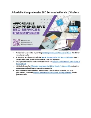 Affordable Comprehensive SEO Services in Florida
