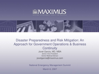 National Emergency Management Summit March 6, 2007