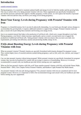 Boost Your Energy Levels during Pregnancy with Prenatal Vitamins with Iron