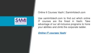Online It Courses Vashi | Samiinfotech.com