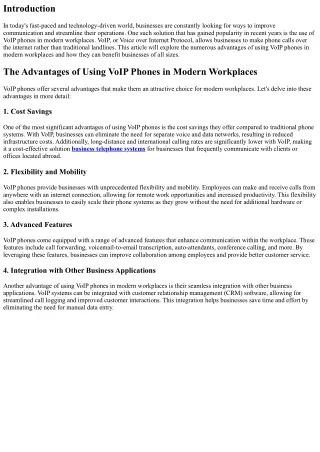 The Advantages of Using VoIP Phones in Modern Workplaces