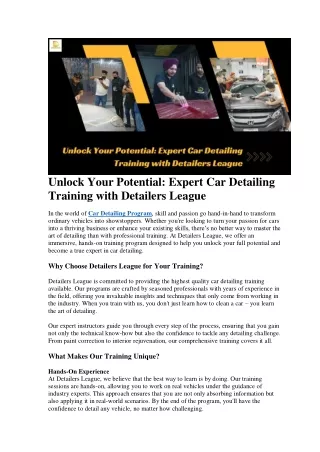 Unlock Your Potential: Expert Car Detailing Training with Detailers League