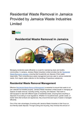 Residential Waste Removal in Jamaica