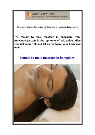 Female To Male Massage In Bangalore | Amybodyspa.com