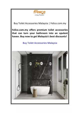 Buy Toilet Accessories Malaysia | Felice.com.my