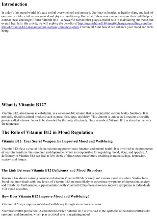 Vitamin B12: Your Secret Weapon for Improved Mood and Well-being