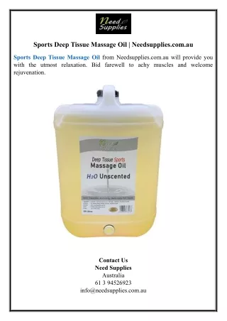 Sports Deep Tissue Massage Oil | Needsupplies.com.au