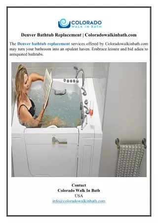 Denver Bathtub Replacement | Coloradowalkinbath.com