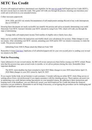How to Claim the SETC Tax Credit