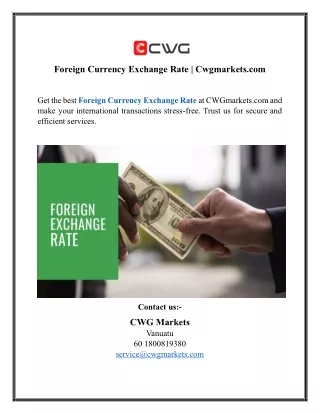 \Foreign Currency Exchange Rate | Cwgmarkets.com