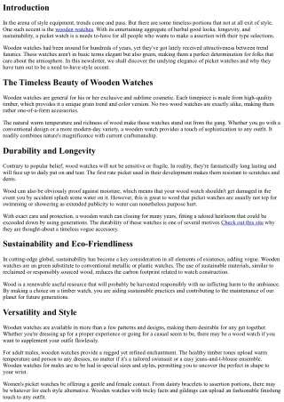 The Timeless Elegance of Wooden Watches: A Must-Have Fashion Accessory