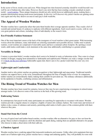 Why Wooden Watches Are Making a Comeback in Men's Fashion