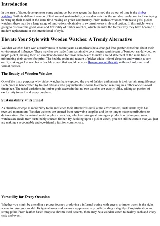 Elevate Your Style with Wooden Watches: A Trendy Alternative