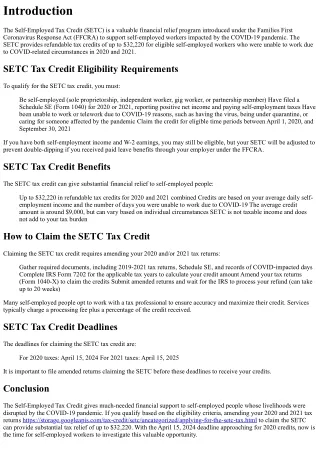 SETC Tax Credit Guide